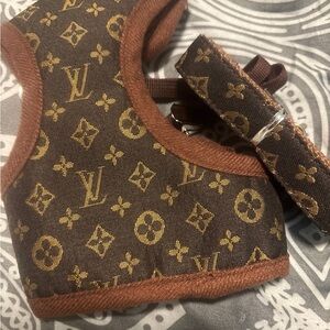 Luxury Brown Dog Harness and Leash Set
